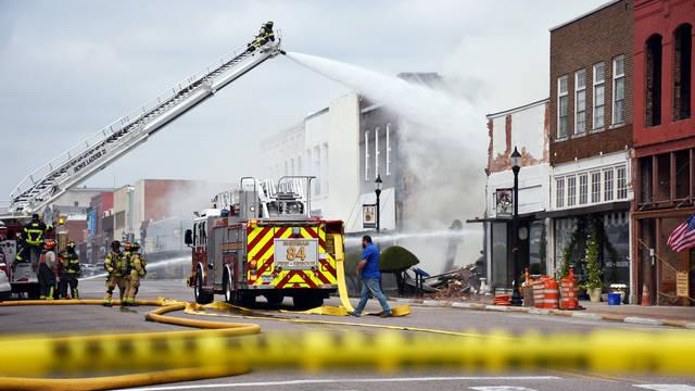 Denison Fire Rescue was left without its own aerial last week as a fire burned part of Main Street. Chief Gregg Loyd said the department was at the mercy of its mutual aid partners to provide an aeral to assist with the fire as the city's was sidelined for repairs.