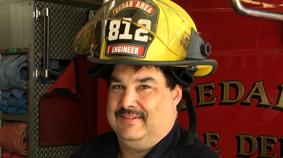 Cedar, MI, Area Fire and Rescue firefighter Herb Sudemann.