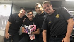Houston firefighters staffing Station No. 21 cared for a baby that was dropped off early Tuesday by a 'visibly upset' woman. Houston firefighters staffing Station No. 21 cared for a baby that was dropped off early Tuesday by a 'visibly upset' woman.