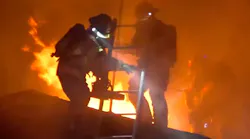 Houston firefighters battled a massive blaze at a house Monday night.