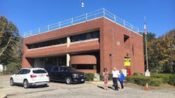 Plymouth, MA, Town Manager Melissa Affighi (left), Fire Chief Ed Bradley and Select Person Betty Cavacco examine Fire Station 1 on Tuesday. Plymouth, MA, Town Manager Melissa Affighi (left), Fire Chief Ed Bradley and Select Person Betty Cavacco examine Fire Station 1 on Tuesday.
