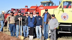 Ranchvale, NM, volunteer firefighters break ground on a new fire station Wednesday. It&apos;s expected to be finished by May 2020.
