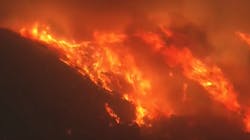 The Saddleridge fire in California&apos;s San Fernando Valley has burned through several homes, forcing evacuations.