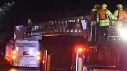 San Antonio firefighters rescued eight passengers from a bus stuck in high water Thursday. San Antonio firefighters rescued eight passengers from a bus stuck in high water Thursday.