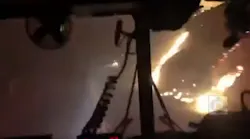 San Francisco firefighters recorded their harrowing journey through the Kincade fire as they cut a path through flames and burning vegetation.