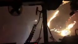 San Francisco firefighters recorded their harrowing journey through the Kincade fire as they cut a path through flames and burning vegetation.
