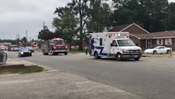 First responders escort the body of White Lake, NC, firefighter Mildred Gray Williams, who died in a construction accident Tuesday. First responders escort the body of White Lake, NC, firefighter Mildred Gray Williams, who died in a construction accident Tuesday.