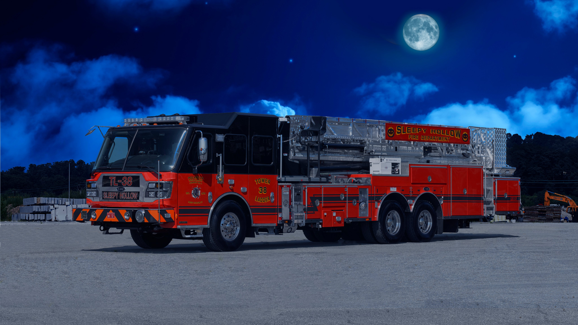 Sleepy Hollow NY Platform Fire Truck MidMount Delivery Firefighters