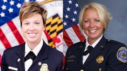 Anne Arundel County Fire Chief Trisha Wolford, left, and Howard County Fire Chief Christine Uhlhorn.