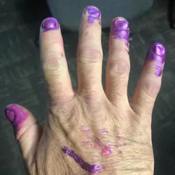 To help calm a 'very scared' girl involved in an auto accident, two North Davis, UT, Fire District firefighters asked her to paint their nails at the crash scene. To help calm a 'very scared' girl involved in an auto accident, two North Davis, UT, Fire District firefighters asked her to paint their nails at the crash scene.