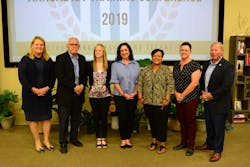 Left to Right: Dayna Fuller, director of instructional design technology; John Willey, Ph.D., dean of faculty development, services and support; Jackie Pica, instructional designer II; Carey Smouse, Blackboard, Inc., account executive; Freda Braddock, Ed.D., program director, behavioral science & orientation; Cheryl Kula, instructional designer II; Kenneth Styron, president, Columbia Southern University. Left to Right: Dayna Fuller, director of instructional design technology; John Willey, Ph.D., dean of faculty development, services and support; Jackie Pica, instructional designer II; Carey Smouse, Blackboard, Inc., account executive; Freda Braddock, Ed.D., program director, behavioral science & orientation; Cheryl Kula, instructional designer II; Kenneth Styron, president, Columbia Southern University.