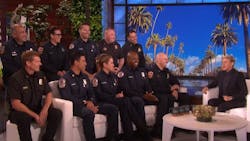 Talk show host Ellen DeGeneres thanked firefighters from CAL FIRE, the City Riverside, Santa Barbara County and several other organizations for their work battling the Getty and Maria wildfires. Talk show host Ellen DeGeneres thanked firefighters from CAL FIRE, the City Riverside, Santa Barbara County and several other organizations for their work battling the Getty and Maria wildfires.