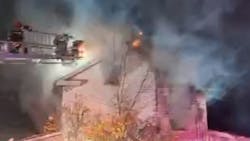 A naked man was on the scene of a two-alarm house when Lehigh Township, PA, firefighters arrived to put out the blaze late Thursday.