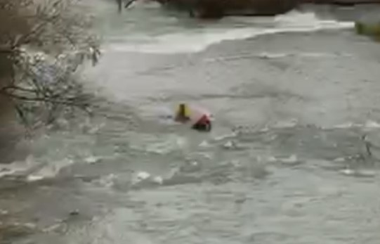 Niagara Falls, NY, firefighters and police pulled a man from fast-moving rapids before he reached the waterfall Thursday.