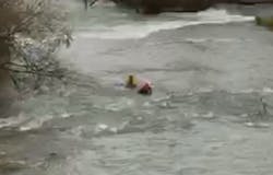 Niagara Falls, NY, firefighters and police pulled a man from fast-moving rapids before he reached the waterfall Thursday. Niagara Falls, NY, firefighters and police pulled a man from fast-moving rapids before he reached the waterfall Thursday.