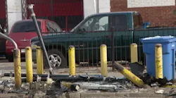 Four Chicago firefighters were hurt and a woman was critically injured after the brakes on an apparatus failed and struck another vehicle Sunday.