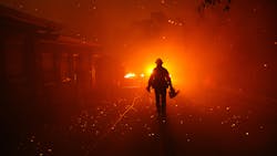 The Woolsey Fire burns homes in Malibu, CA, on Nov. 9, 2018.