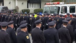 Firefighters from around the area turned out Sunday for the funeral of Worcester, MA, fire Lt. Jason Menard.