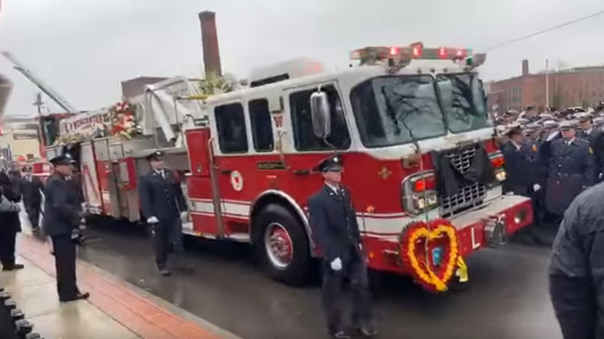 Colleagues, family and residents mourned during the funeral for Worcester, MA, Lt. Jason Menard on Monday.