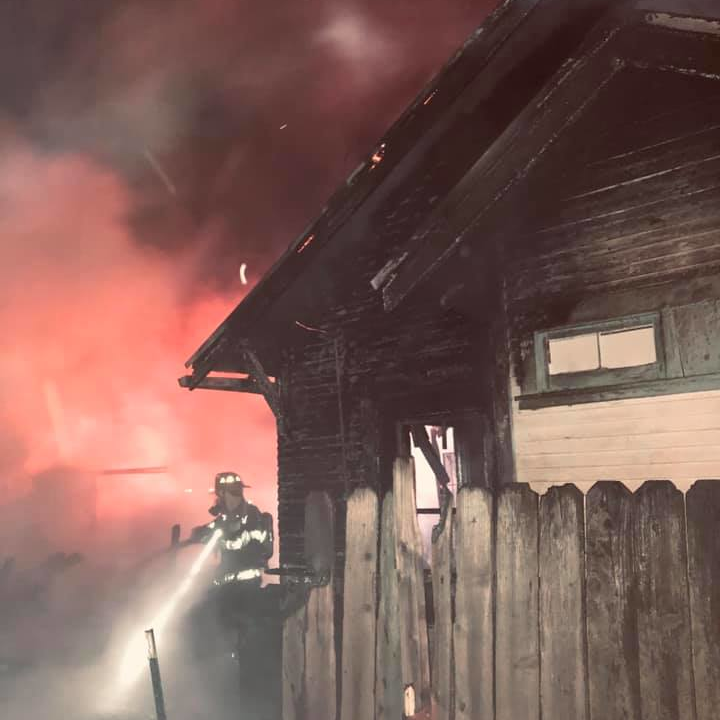 Sacramento, CA, firefighters battle a two-alarm residential blaze in the city's Hagginwood section.