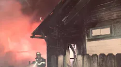 Sacramento, CA, firefighters battle a two-alarm residential blaze in the city's Hagginwood section.