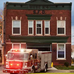 A piece of apparatus exits Fire Station No. 4 in Schenectady, NY, in this undated photo. A piece of apparatus exits Fire Station No. 4 in Schenectady, NY, in this undated photo.