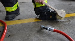 Wash off bunker boots after a working fire. Boots contribute significantly to cross-contamination. Wash off bunker boots after a working fire. Boots contribute significantly to cross-contamination.