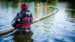An inflatable hose device can be used for a water rescue if the victim's situation permits him/her to grasp it. Among problems that can emerge: The hose will try to bend or snake. An inflatable hose device can be used for a water rescue if the victim's situation permits him/her to grasp it. Among problems that can emerge: The hose will try to bend or snake.