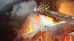 Firefighters began searching the home for a squatter who was reported to live inside, but were forced out by advanced fire conditions.