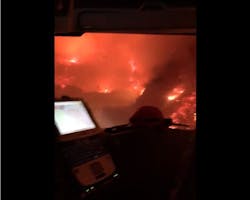 The view from a Santa Barbara County fire appartus at the Cave Fire. The view from a Santa Barbara County fire appartus at the Cave Fire.