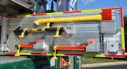 Swing out tool boards that use PAC Trac enables multiple mounting options to accommodate equipment on both sides of the board and the rear wall of the compartment. Swing out tool boards that use PAC Trac enables multiple mounting options to accommodate equipment on both sides of the board and the rear wall of the compartment.