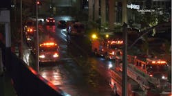 Los Angeles fire officials said that sprinklers doused the suspected arson fires. Los Angeles fire officials said that sprinklers doused the suspected arson fires.