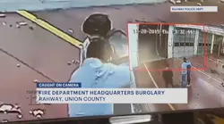 Surveillance footage captured the men loitering around the Rahway fire station while firefighters were out on a call.