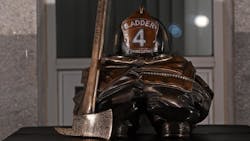 A memorial honoring fallen Worcester, MA, firefighter Christopher Roy was unveiled Monday at the Webster Square Fire Station.