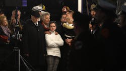 A memorial honoring fallen Worcester, MA, firefighter Christopher Roy was unveiled on Monday at the Webster Square Fire Station as his daughter, Ava, looks on. A memorial honoring fallen Worcester, MA, firefighter Christopher Roy was unveiled on Monday at the Webster Square Fire Station as his daughter, Ava, looks on.