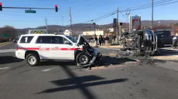 A Frederick County, MD, Fire & Rescue unit was involved in a rollover accident Wednesday.