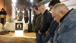 Members of Worcester, MA, Fire Department's Rescue 1 honor fallen firefighter Jon Davies Sr. during a ceremony Sunday that marked the anniversary of his death, which was Dec. 8, 2011. Members of Worcester, MA, Fire Department's Rescue 1 honor fallen firefighter Jon Davies Sr. during a ceremony Sunday that marked the anniversary of his death, which was Dec. 8, 2011.