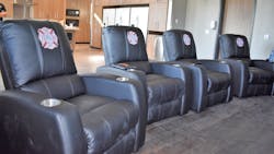 Lake Travis, TX, Fire Rescue firefighters in newly-opened Station 606 can relax in these recliners set in front of a big screen television. Lake Travis, TX, Fire Rescue firefighters in newly-opened Station 606 can relax in these recliners set in front of a big screen television.