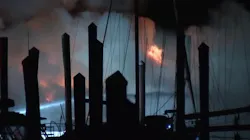 Firefighters battle a massive fire that broke out on two yachts docked at the Seaview Harbor Marina in Egg Harbor Township, NJ, early Monday. Firefighters battle a massive fire that broke out on two yachts docked at the Seaview Harbor Marina in Egg Harbor Township, NJ, early Monday.
