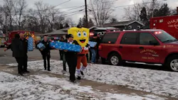 Oak Forest, IL, firefighters deliver Christmas gifts to kids with cancer as part of Project Fire Buddies. Oak Forest, IL, firefighters deliver Christmas gifts to kids with cancer as part of Project Fire Buddies.