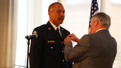 Orlando, FL, Fire Chief Benjamin Barksdale is sworn in Monday.