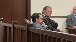 Former Utica, NY, firefighter Richard Forte (right) listens at his sentencing at Utica City Court on Monday. Former Utica, NY, firefighter Richard Forte (right) listens at his sentencing at Utica City Court on Monday.