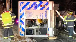 Three Rocky Hill, CT, ambulance workers were injured in a rollover crash Thursday night.