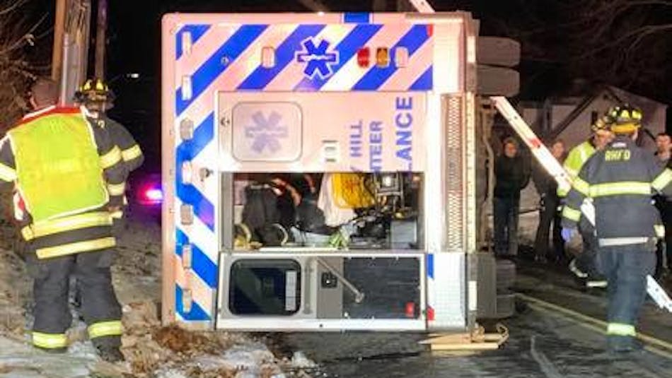 Three Rocky Hill, CT, ambulance workers were injured in a rollover crash Thursday night.