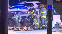 Scranton, PA, firefighters cut through a sewer basin grate to rescue a man who slipped on ice, fell into the freezing Lackawanna River and became lost in the sewers early Thursday.