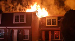 More than 45 firefighters from Anne Arundel County, MD, and other departments battled a blaze that broke out at a group of townhouses in Severn early Friday.