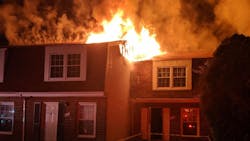 More than 45 firefighters from Anne Arundel County, MD, and other departments battled a blaze that broke out at a group of townhouses in Severn early Friday.