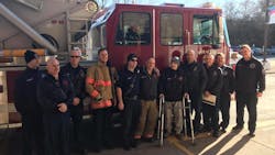 Syracuse, NY, firefighters spent Christmas Eve with retired firefighter Andy Whipple at the retirement where he lives.