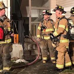 Broad Brook, CT, firefighter were among the crews that responded to a first-floor apartment blaze Friday night. Broad Brook, CT, firefighter were among the crews that responded to a first-floor apartment blaze Friday night.