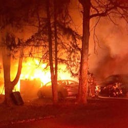 Three New Market District, MD, firefighters fell 8 feet through a weakened floor Wednesday. Three New Market District, MD, firefighters fell 8 feet through a weakened floor Wednesday.